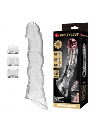 Прозрачный фаллоудлинитель с 3 вставками - 28 см. - Baile - в Прокопьевске купить с доставкой