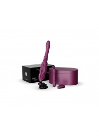 Фиолетовая секс-машина с функцией нагрева, насадками и присоской Sesh - Zalo - купить с доставкой в Прокопьевске