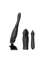 Черная секс-машина с функцией нагрева, насадками и присоской Sesh - Zalo - купить с доставкой в Прокопьевске