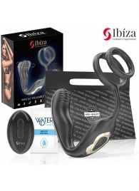 Черная анальная пробка с вращением и эрекционными кольцами - Ibiza - в Прокопьевске купить с доставкой