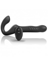Черный безремневой страпон с вибрацией и возвратно-поступательными движениями - 24 см. - Ibiza - купить с доставкой в Прокопьевске