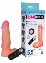 Фаллическая насадка Харнесс UNICOCK 5,5  с вибрацией - 17 см. - LOVETOY (А-Полимер) - купить с доставкой в Прокопьевске
