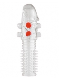 Гелевая прозрачная насадка с шариками и шипами - 14 см. - Toyfa Basic - в Прокопьевске купить с доставкой