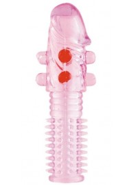 Гелевая розовая насадка с шариками и шипами - 14 см. - ToyFa - в Прокопьевске купить с доставкой