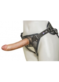 Насадка-фаллоимитатор на кожаных трусиках Harness Ultra Realistic 7  - 18 см. - LOVETOY (А-Полимер) - купить с доставкой в Прокопьевске