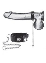 Утяжка на пенис с поводком Snap Cock Ring With 12  Leash - BlueLine - купить с доставкой в Прокопьевске