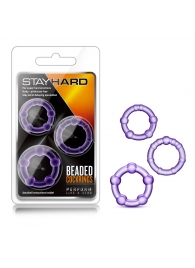 Набор из 3 фиолетовых эрекционных колец Stay Hard Beaded Cockrings - Blush Novelties - в Прокопьевске купить с доставкой