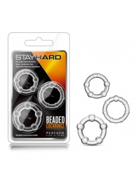 Набор из 3 прозрачных эрекционных колец Stay Hard Beaded Cockrings - Blush Novelties - в Прокопьевске купить с доставкой