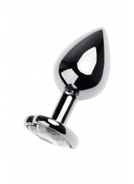 Серебристая анальная пробка с прозрачным кристаллом-сердцем - 8 см. - ToyFa - купить с доставкой в Прокопьевске