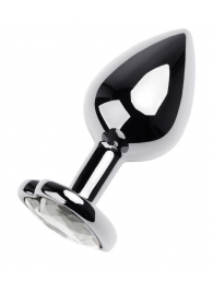 Серебристая анальная пробка с прозрачным кристаллом-сердцем - 8 см. - ToyFa - купить с доставкой в Прокопьевске