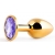 Золотистая анальная пробка с фиолетовым стразом - 7,2 см. - Anal Jewelry Plug - купить с доставкой в Прокопьевске