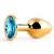 Золотистая анальная пробка с голубым стразом - 7,2 см. - Anal Jewelry Plug - купить с доставкой в Прокопьевске