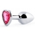 Серебристая анальная пробка с розовым кристаллом-сердечком - 7 см. - Anal Jewelry Plug - купить с доставкой в Прокопьевске