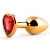 Золотистая анальная пробка с красным стразом-сердечком - 7 см. - Anal Jewelry Plug - купить с доставкой в Прокопьевске