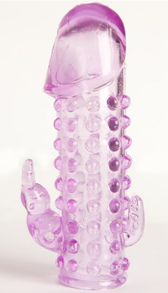 Закрытая фиолетовая насадка с 2 отростками - 13 см. - Toyfa Basic - в Прокопьевске купить с доставкой