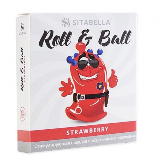 Стимулирующий презерватив-насадка Roll   Ball Strawberry - Sitabella - купить с доставкой в Прокопьевске