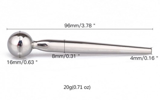 Гладкий металлический уретральный плаг с шариком - 9,6 см. - Notabu - купить с доставкой в Прокопьевске