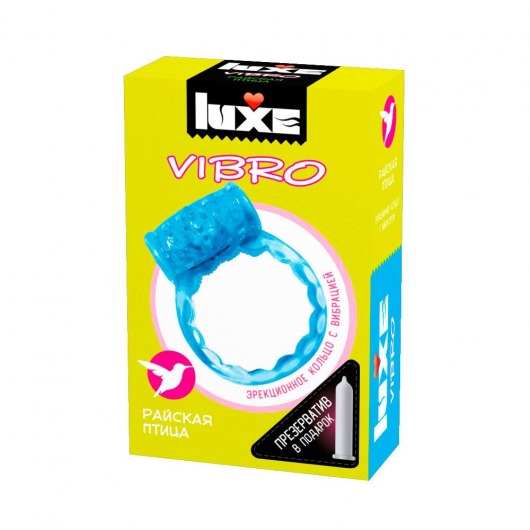 Голубое эрекционное виброкольцо Luxe VIBRO  Райская птица  + презерватив - Luxe - в Прокопьевске купить с доставкой