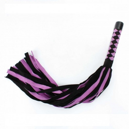 Черно-розовая плеть из замши - 58 см. - БДСМ Арсенал - купить с доставкой в Прокопьевске