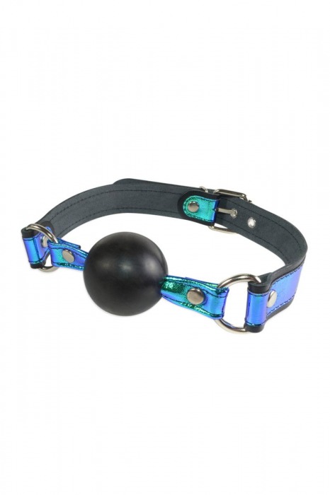 Кляп-шарик на чёрно-синих ремешках - Sitabella - купить с доставкой в Прокопьевске