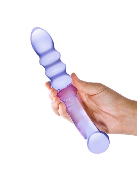 Лиловый двусторонний фаллоимитатор из стекла, 22 см - Glas