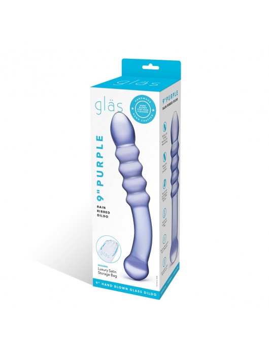 Лиловый двусторонний фаллоимитатор из стекла, 22 см - Glas