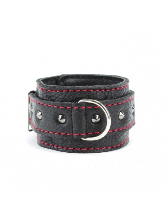 Черные оковы с шипами и контрастной строчкой - БДСМ Арсенал - купить с доставкой в Прокопьевске