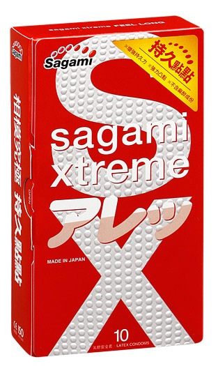 Утолщенные презервативы Sagami Xtreme Feel Long с точками - 10 шт. - Sagami - купить с доставкой в Прокопьевске