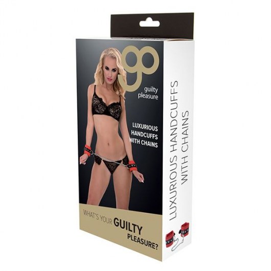 Красно-чёрные наручники на металлической цепочке - Blush Novelties - купить с доставкой в Прокопьевске