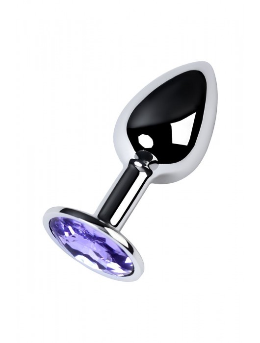 Серебристая конусовидная анальная пробка с фиолетовым кристаллом - 7 см. - ToyFa - купить с доставкой в Прокопьевске