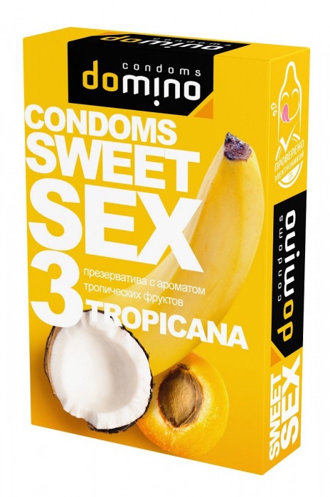 Презервативы для орального секса DOMINO Sweet Sex с ароматом тропических фруктов - 3 шт. - Domino - купить с доставкой в Прокопьевске