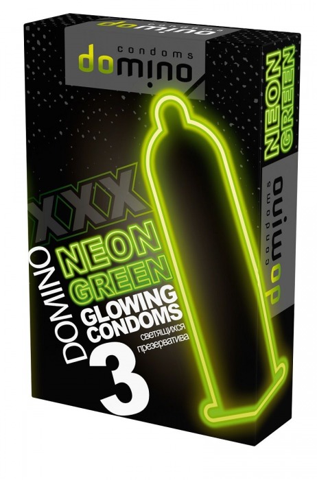 Презервативы DOMINO Neon Green со светящимся в темноте кончиком - 3 шт. - Domino - купить с доставкой в Прокопьевске