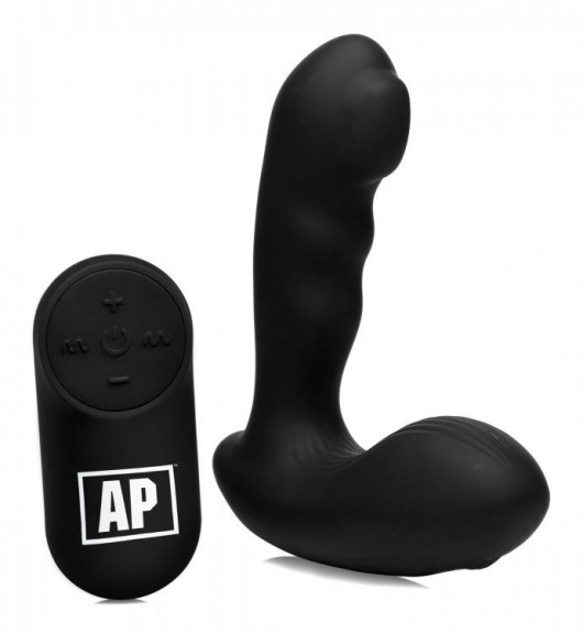 Черный стимулятор простаты Alpha-Pro 7X P-Milker Silicone Prostate Stimulator with Milking Bead - XR Brands - в Прокопьевске купить с доставкой