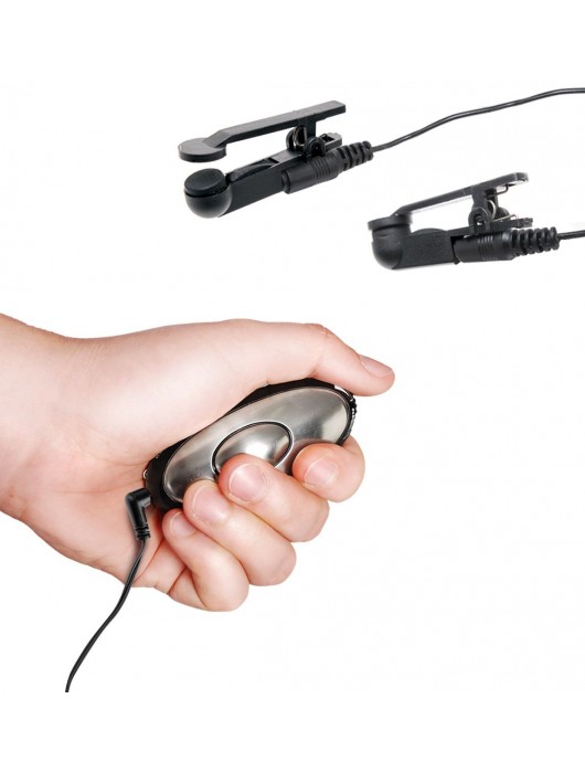 Черные электрические зажимы для сосков Shock Therapy Nipple Clamps - Pipedream - купить с доставкой в Прокопьевске