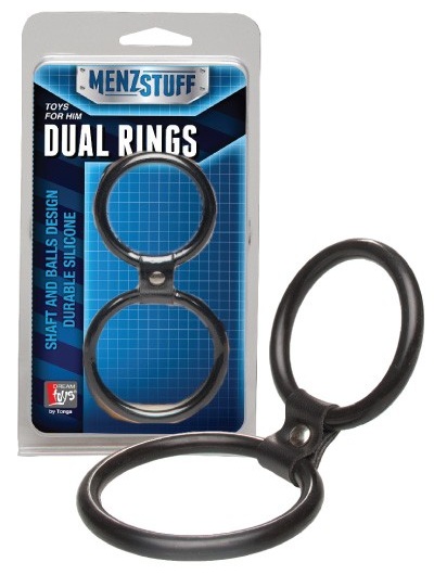 Чёрное двойное эрекционное кольцо Dual Rings Black - Dream Toys - в Прокопьевске купить с доставкой