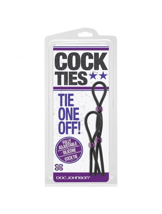 Набор черных эрекционных колец Cock ties - Doc Johnson - в Прокопьевске купить с доставкой