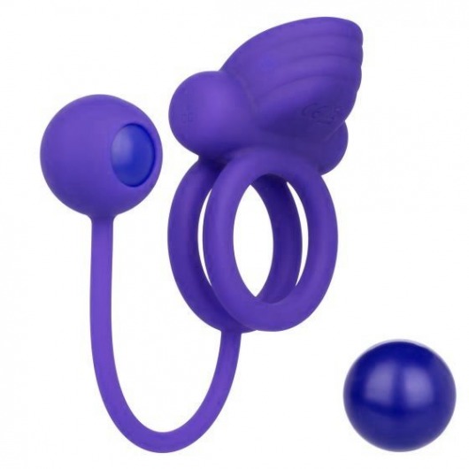 Фиолетовое эрекционное кольцо с утяжелителем Silicone Rechargeable Dual Rockin Rim Enhancer - California Exotic Novelties - в Прокопьевске купить с доставкой