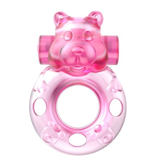 Розовое эрекционное виброкольцо на пенис Pink Bear - Baile - в Прокопьевске купить с доставкой
