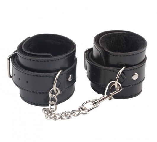 Черные оковы на ноги Obey Me Leather Ankle Cuffs - Chisa - купить с доставкой в Прокопьевске