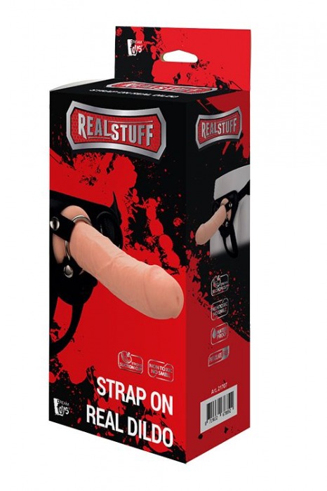 Черные трусики с телесной насадкой STRAP ON REAL DILDO - 21 см. - Dream Toys - купить с доставкой в Прокопьевске