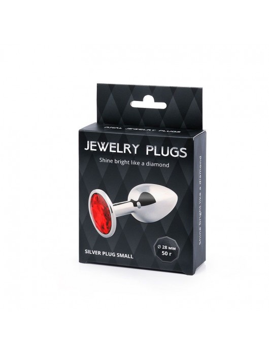 Серебристая анальная пробка с красным стразом - 7,2 см. - Anal Jewelry Plug - купить с доставкой в Прокопьевске
