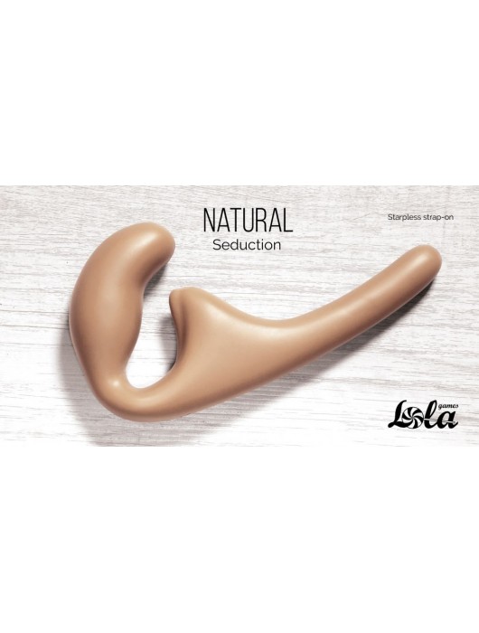 Бежевый безремневой страпон Seduction - 20,5 см. - Lola Games - купить с доставкой в Прокопьевске