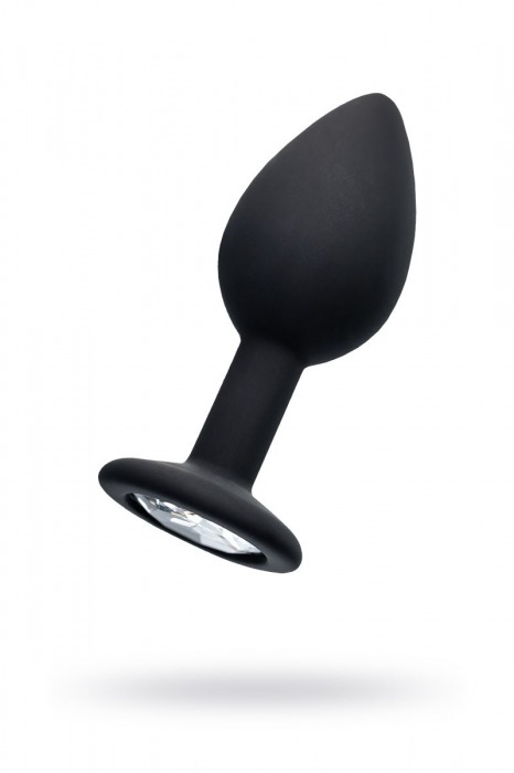 Черная анальная втулка с прозрачным стразом - 7,2 см. - POPO Pleasure - купить с доставкой в Прокопьевске