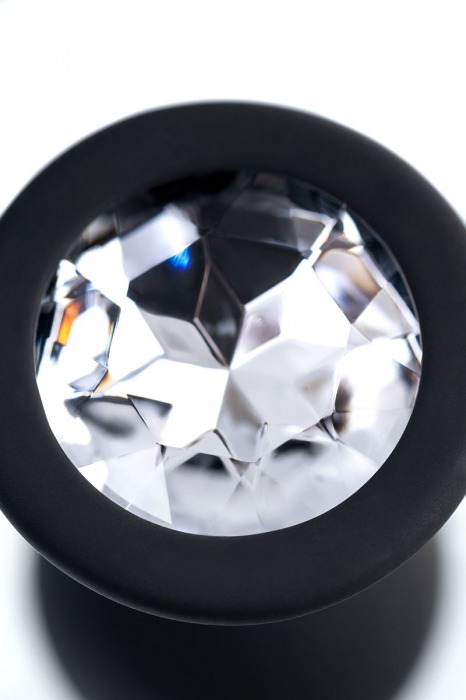 Черная анальная втулка с прозрачным стразом - 7,2 см. - POPO Pleasure - купить с доставкой в Прокопьевске