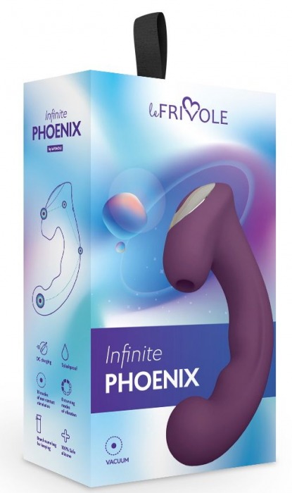 Фиолетовый вибратор Phoenix с вакуумной стимуляцией клитора - 18 см. - Le Frivole
