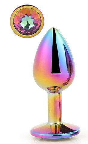 Голографическая анальная втулка с радужным кристаллом - 7,1 см. - Dream Toys - купить с доставкой в Прокопьевске