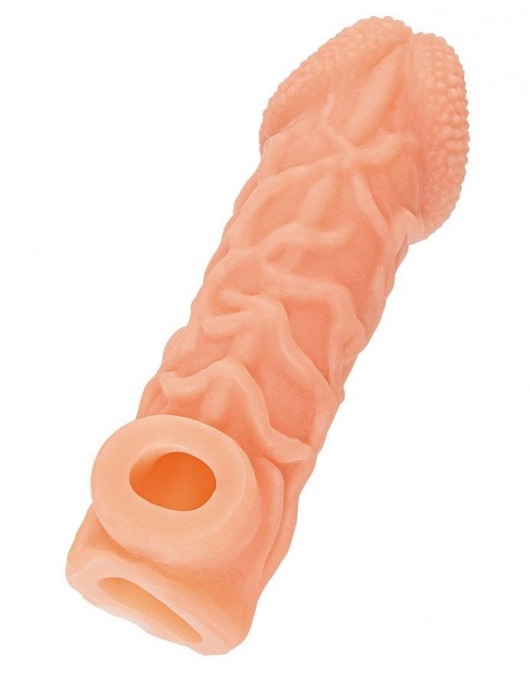 Телесная закрытая насадка с венками Cock Sleeve Size S - 13,8 см. - KOKOS - в Прокопьевске купить с доставкой