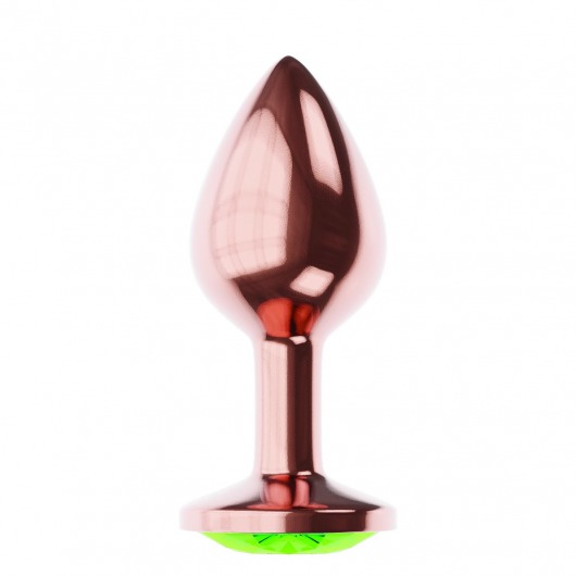 Пробка цвета розового золота с лаймовым кристаллом Diamond Emerald Shine S - 7,2 см. - Lola Games - купить с доставкой в Прокопьевске