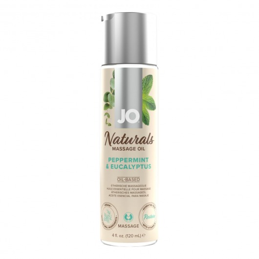 Массажное масло с ароматом перечной мяты и эвкалипта JO Naturals Peppermint   Eucalyptus - 120 мл. - System JO - купить с доставкой в Прокопьевске