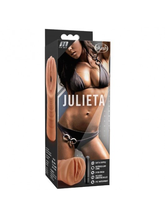 Мастурбатор-вагина цвета карамели Julieta с вибрацией - Blush Novelties - в Прокопьевске купить с доставкой